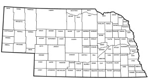 Nebraska county outline map