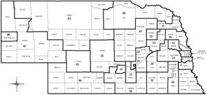 Nebraska Statewide black and white outline map