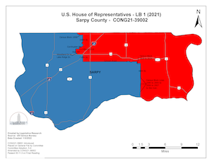 Sarpy County congressional district color map