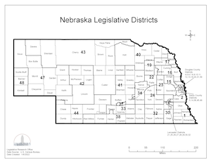 Nebraska Statewide black and white outline map