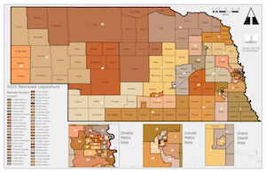 Nebraska Statewide black and white outline map